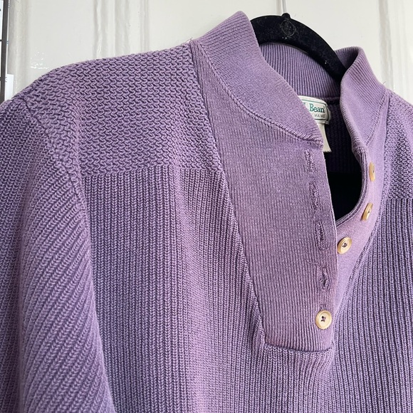 VINTAGE L.L. Bean purple sweater pullover, size: L, 100% cotton - Picture 3 of 9